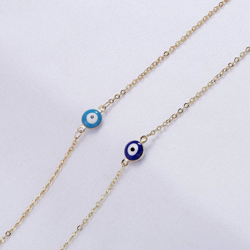 Tasiso 14K Gold Plated Evil Eye Choker Necklace Blue White CZ Diamond Eye Pendant Necklace Cute Boho Tiny Evil Eye Protection Necklace for Women M...