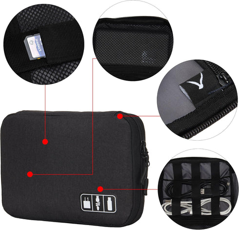 Hynes Eagle Travel Universal Cable Organizer Electronics Accessories Cases for Various USB Phone Charger and Cable Black...