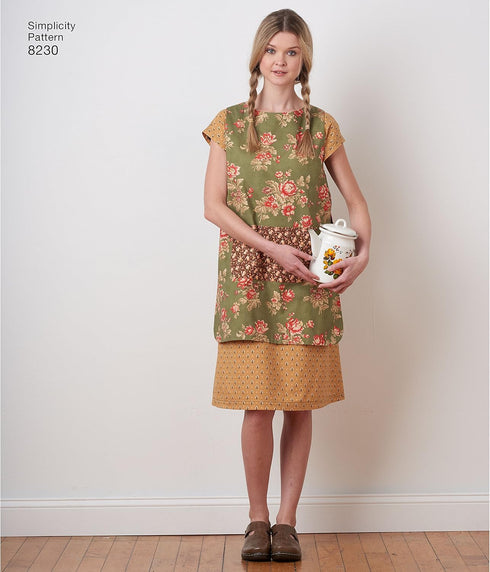 Simplicity 8230 Women's Reversible Apron Dress Sewing Pattern, 2 Styles, Sizes XS-XL...