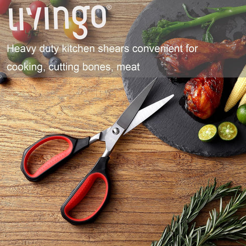 LIVINGO Kitchen Shears Heavy Duty: Cooking Scissors Dishwasher Safe Come Apart Sharp Forged Stainless Steel Blade Utility Food All Purpose for Cut...