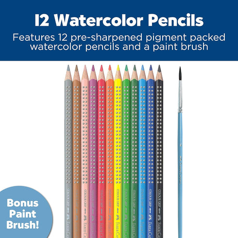 Faber-Castell Grip Watercolor EcoPencils: 12 Watercolor Pencils with Brush, Color Pencil Set, Art Supplies for Kids...