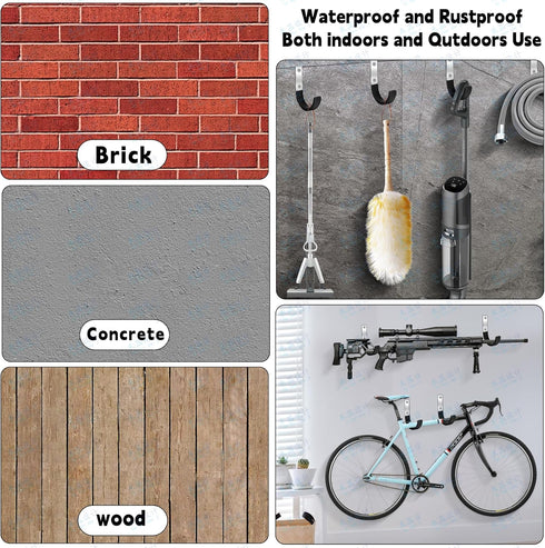 Heavy Duty Steel Garage Hooks,Garage Storage Utility Hooks,Heavy Duty Garage Garden Tool Organizer,Steel Wall Mount Hooks, Garden Hose Hanger, Sma...