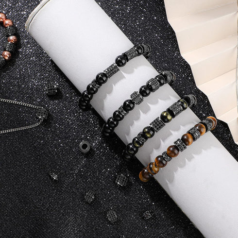 Yinkin 40 Pieces Zircon Rhinestone Beads Tube Column Pave Bead Charms Cubic Zirconia Big Hole Spacer Jewelry Bracelet Connector Crystal for DIY(Bl...