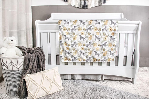 Top Tots Deluxe Minky Baby Blanket - Tropical Zebras, 40 x 29 Inch Yellow Green...