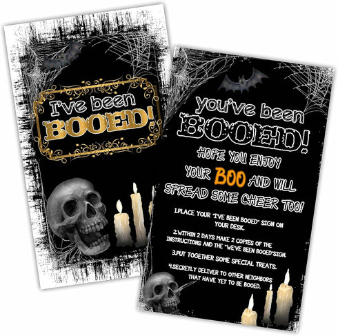 Halloween Party Game - You've Been Booed, I've Been Booed! Game Kit - Double-Sided Skull and Candles Theme, Halloween Party Decorations & Activiti...