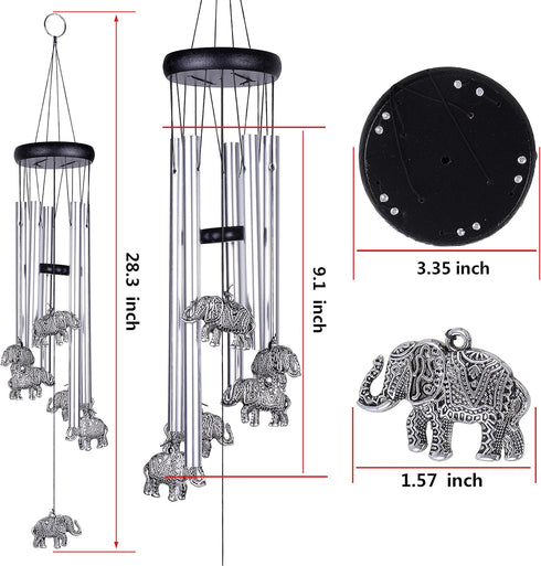 Outdoor Elephant Wind Chimes Indoor Decor - Pure Hand-Made Mobile Romantic Windcatcher 28" Elephant Wind Chime for Home, Xmas, Gift for Mom, Balco...