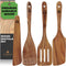 Wooden Spatula for Cooking, Teak Spatulas for Kitchen Use - Wooden Cooking Utensils Set of 4 including Paddle, Turner, Slotted Spurtle and Wood Sc...