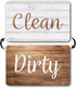Dark Brown & White Wood Clean Dirty Magnet for Dishwasher, Reversible Dishwasher Magnet Clean Dirty Sign, Magnetic Dish Washer Sign Indicator, Far...