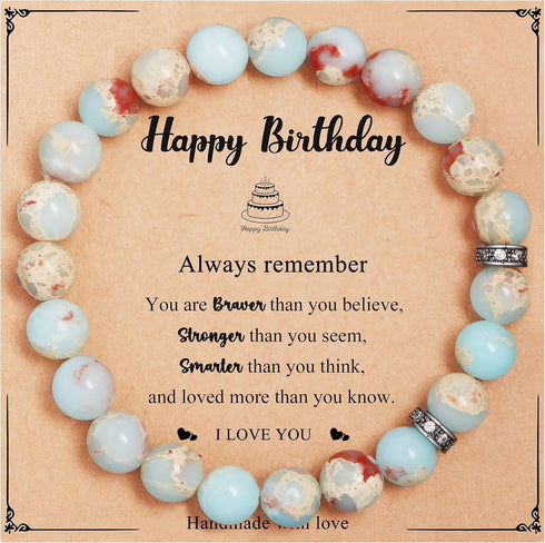 Yiyang 13th 16th 18th 21st 25th 30th 35th 40th 45th 50th 60th 65th 70th 75th 80th Birthday Gifts for Women, Natural Stone Bracelet Birthday Gifts ...