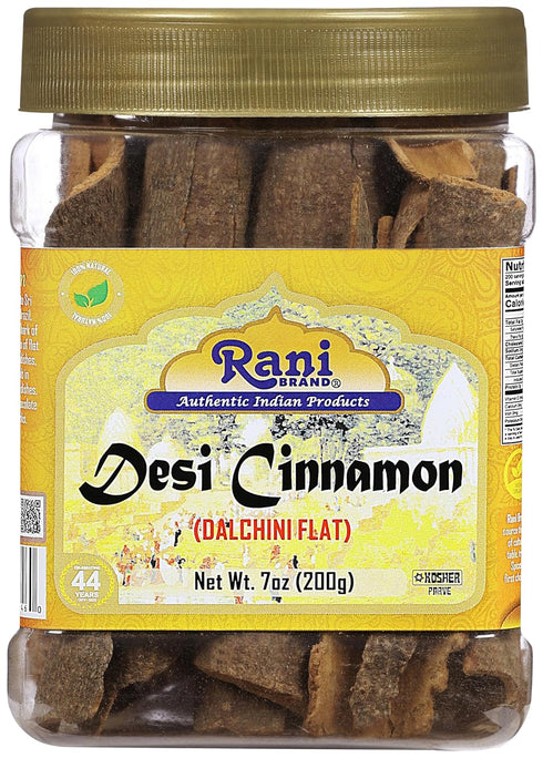 Rani Desi (Dalchini) Flat Cinnamon 7oz (200g) PET Jar ~ All Natural | Vegan | Gluten Friendly | NON-GMO | Kosher | Indian Origin...