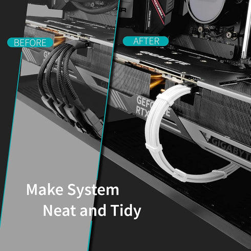 EZDIY-FAB GPU Power Sleeved Cable Extension, 16pin(12+4) 12VHPWR PCIe 5.0 Connector Male to 3X PCIE 8 PIN for RTX 4070Ti/4080/3090Ti, with Pre-Ins...