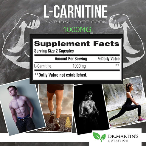 DR. MARTIN'S NUTRITION Extra Strength L-Carnitine - 200 Capsules - 1000mg Per Serving - Boost Your Metabolism and Increase Performance...