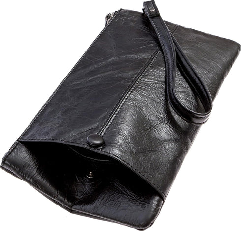 Genuine Leather Wristlet, Super Soft Zipper Clutch Carry All for Women...