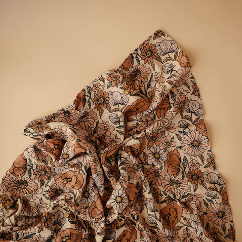 mushie Muslin Baby Swaddle Blanket | 100% Organic Cotton (Retro Flowers)...