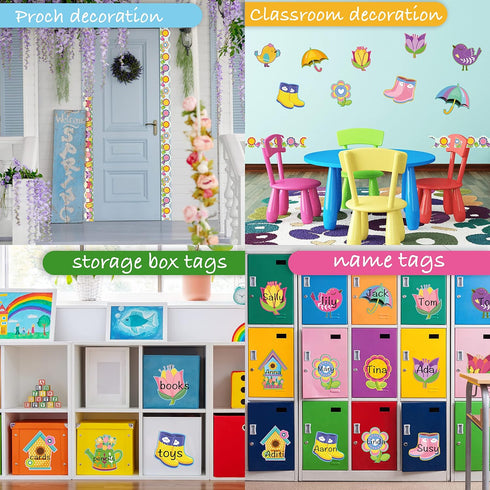 67 Pcs Spring Bulletin Board Decorations Set,Flower Paper Cutouts Classroom Decor with Glue Points Seasonal Class Decor for Office School Kinderga...