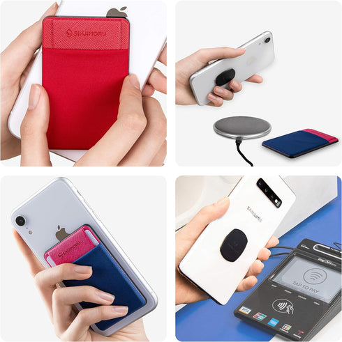 Sinjimoru Removable Cell Phone Wallet with Flap, Wireless Charging Compatible Cell Phone Card Holder for Back of Phone. Sinji Mount Flap Black......
