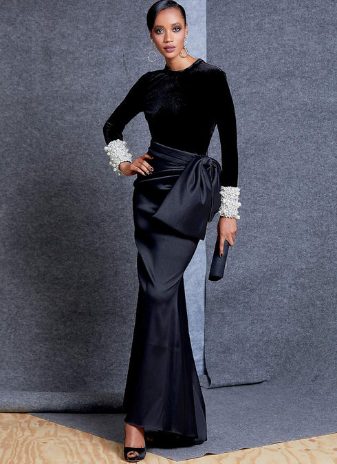 Vogue V1605A5 Women's Close-Fitting Blouse and Wrap Skirt Sewing Patterns, Sizes 6-14...