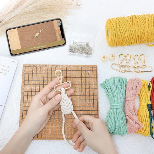 AceList DIY Macrame Kit for Adults, 5 Pcs Keychain with Cord, Boards, Pins & Instruction, Giftable Styles & Video...