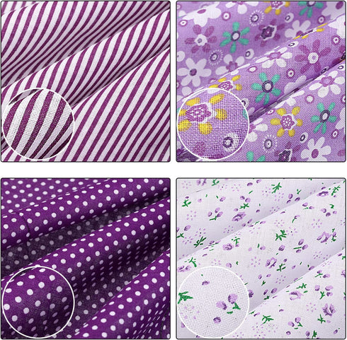 10 Pieces 20 x 20 Inch Quilting Patchwork Fabric Floral Patchwork Cotton Purple Fabric DIY Handmade Sewing Quilting Fabric in Different Designs fo...