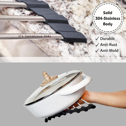 Roll Up Sponge Holder for Counter, Sink Organizer for Kitchen, Bathroom, Laundry Room, 304-Stainless Steel Sink Organizer for Sponge, Brush, Scrub...