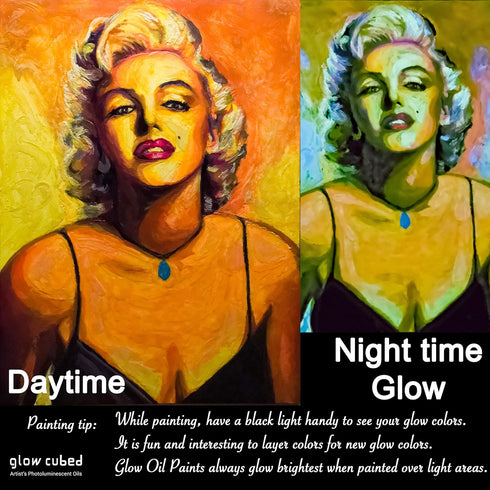 Glow Cubed Glow in The Dark Artist Professional Oil Paint Luminescent Phosphorescent Self-Luminous Paint (Green, 22 ml)...