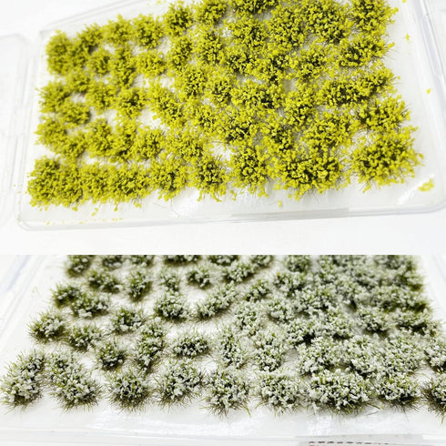 Cayway 159 PCS Static Grass Tuft Model Grass Tufts Railway Artificial Grass 3 Color Bushy Tuft Flower Cluster Vegetation Groups for DIY Architectu...