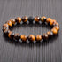 Mens Polished Tiger Eye and Black Matte Onyx Bead Stretch Bracelet (10mm), Brown, One Size...
