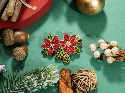 Christmas Brooch Pins Rhinestone Crystal Christmas Tree Snowflake Brooch Pins for Xmas Holiday Party Celebration...