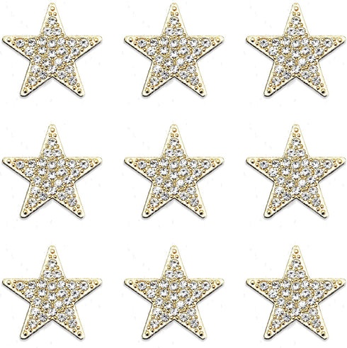 30 PCS Flat Bottom Rhinestones Inlaid Five-Pointed Star Decorative Buttons Alloy Gold Embellishment Decorations Handmade DIY Clothing Gift Party S...