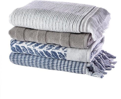 SKL Home Distressed Leaves Bath Towel, 28x54, Denim...