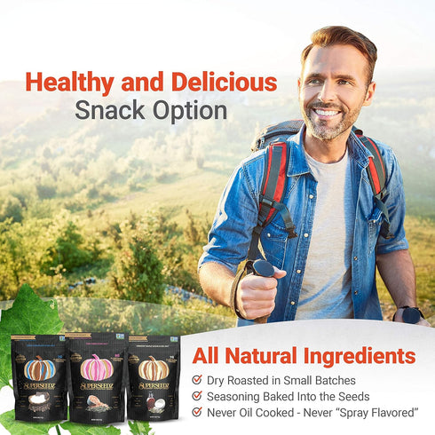 SuperSeedz Dry Roasted Pumpkin Seeds with Pink Himalayan Sea Salt - Pepitas, Whole 30, Vegan, Keto, 7g Plant Based Protein, Produced in USA, Nut F...