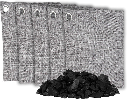 OLIVIA & AIDEN Bamboo Charcoal Air Freshening Bags - Air Freshener Large 200g - 5 Pack | Odor Eliminator and Moisture Absorber | Car Deodorizer - ...