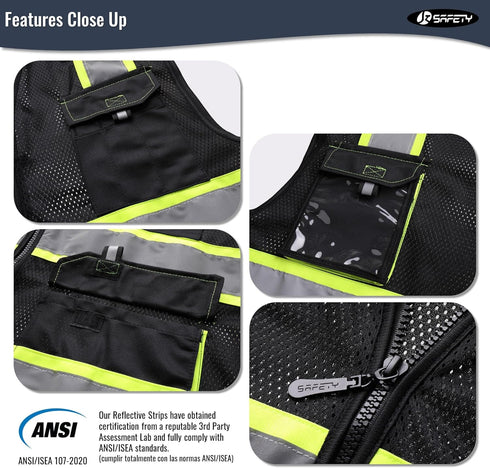 JKSafety Hi Vis Reflective Safety Vests for Men Women High Visibility Vest with Pockets Mesh Fabric Construction Safety Apparel Neon Vest for Work...