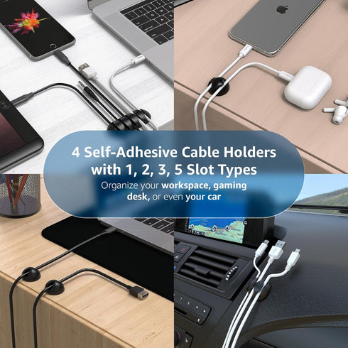 Cable Management Kit - Cord Organizer for Desk, Holder for Wire Cable Under Table, TV, PC, Home and Office 13 Different Units (155 Pieces)...