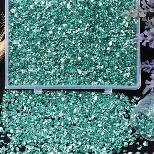 Crushed Glass Chips, 75g Irregular Metallic Chip Broken Glass Sprinkles Chunky Glitter for Nail Art,Painting,DIY Resin Mold,Phone Case Making,Jewe...