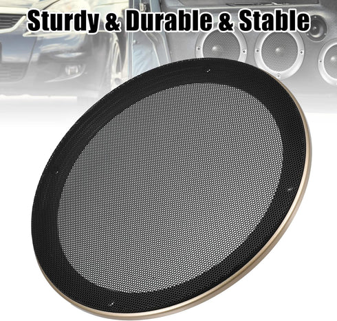 X AUTOHAUX 8 Inch Car Metal Audio Speaker Grill Cover Mesh Woofer Horn Guard Decorative Circle Grille Protector with Screw Gold Tone...
