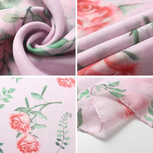 Rose Fashion Birth Flower Scarf For Women Christmas Scarf Shawls And Wraps Birthday Gifts Set Box For Mum/Grandma/Bridesmaid Unique Winter Idea We...