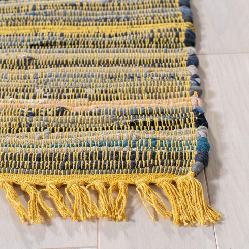 SAFAVIEH Rag Rug Collection Accent Rug - 2'3" x 5', Yellow & Multi, Handmade Boho Stripe Cotton, Ideal for High Traffic Areas in Entryway, Living ...