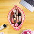 2-Pack Makeup Bag For Women - Large Checkered Knitted Cosmetic Bags&Small Makeup Pouch Aesthetic Design Travel Toiletry Bag Skincare Bag Car Stora...