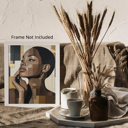 Posterizer 1 pcs-minimalist mosaic style art-African woman-Afro-American Art Collection-Abstract & Modern Art-Chic Home Decor- unframed wall art...