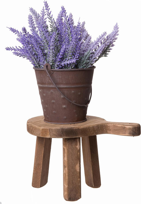 Red Co. 6 inch Tall Mini Round Boho Chic Tabletop Wooden Stool Display Stand, Casual Country Potted Plant Holder, Brown...