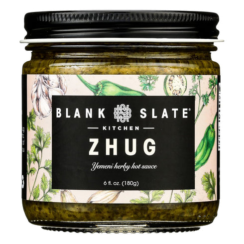 Blank Slate Kitchen Zhug (6 oz) | Spicy Middle Eastern Herby Green Hot Sauce (Yemeni Skhug) | Vegan & Gluten-free | Blend of Jalapenos, Cilantro, ...