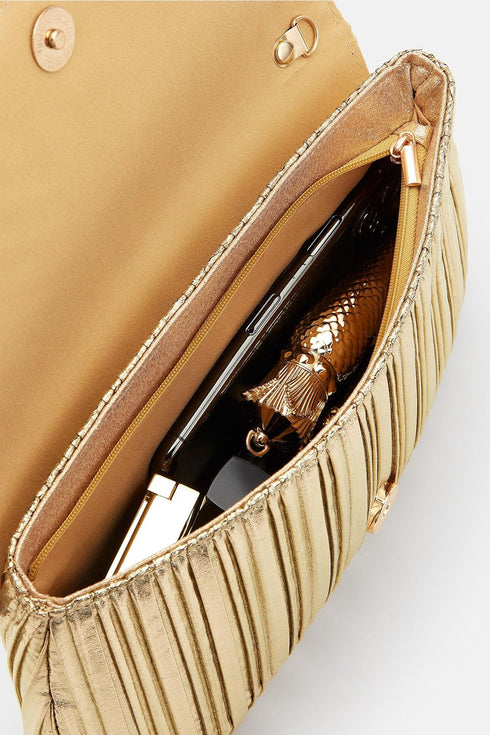 BABEYOND Clutch Purses for Women - Evening Bag Gold Pleated Flap Clutch for Formal Party Cocktail Prom Wedding Handbags...
