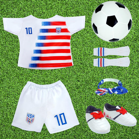 18-Inch-Doll-Clothes and Accessories - WONDOLL World Cup Team USA 18'' Soccer Uniform Outfits includes Headband,Shirt,Shorts, Socks,Shoes and Foot...