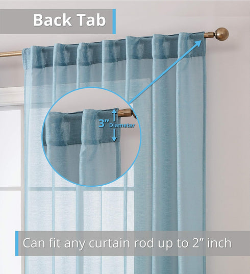 HLC.ME Lauren Semi Sheer Light Filtering Transparent Pocket Top & Back Tab Lightweight Floor Length Window Curtains Drapery Panels Bedroom & Livin...
