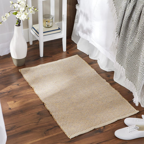 DII Woven Recycled Yarn Rag Rug Collection Miniature Diamonds, 2x3', Stone...