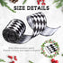 3 Rolls 30 Yards Black White Harlequin Ribbon Checkered Wired Ribbon Decorative Ribbons for Xmas Fall Tree Wrapping Wreath Bouquet Crafts(2.5 Inch...