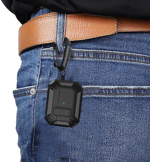 Maxjoy for AirPods Pro Case Cover with Lock, AirPods Pro 1st Generation Case for Men Military Rugged Protective Cover with Keychain Compatible wit...