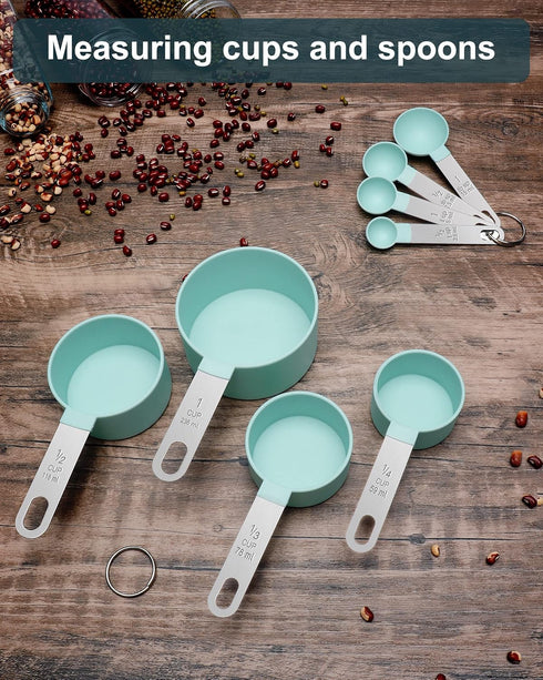 Measuring Cups and Spoons Set of 8 Pieces, nesting measuring cups for Measuring Dry or Liquid Ingredients, Stainless Steel Handle, Kitchen Gadgets...