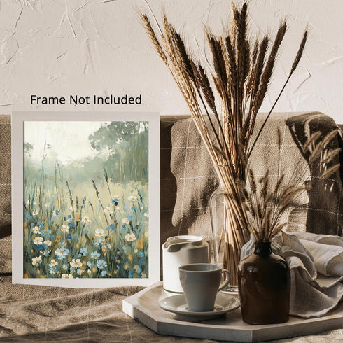 Posterizer 1 pcs-tranquil meadow scene-field of flowers in oil painting style 6-Landscape & Nature Art-Floral & Botanical Art-Decor for Home & Off...